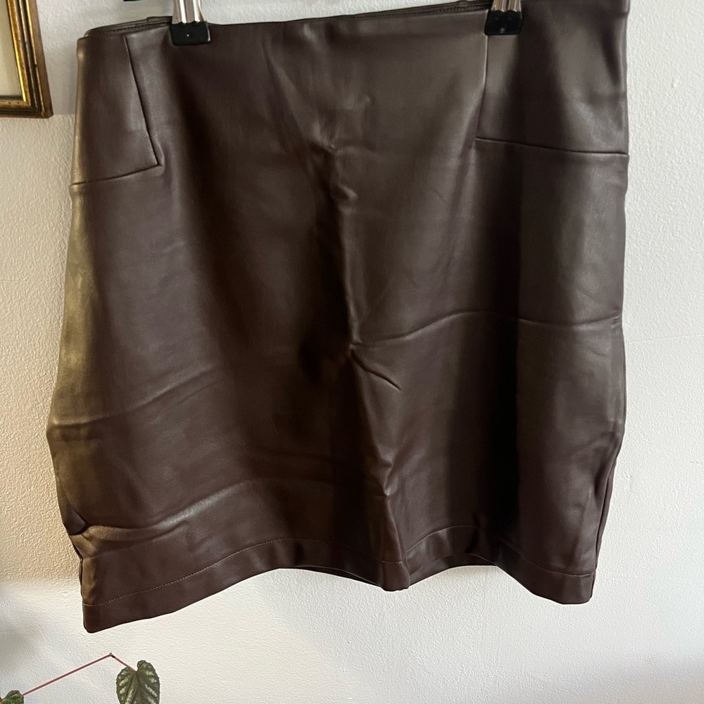 Faux Brown Leather Skirt